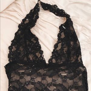 Black Lace Halter Shirt
